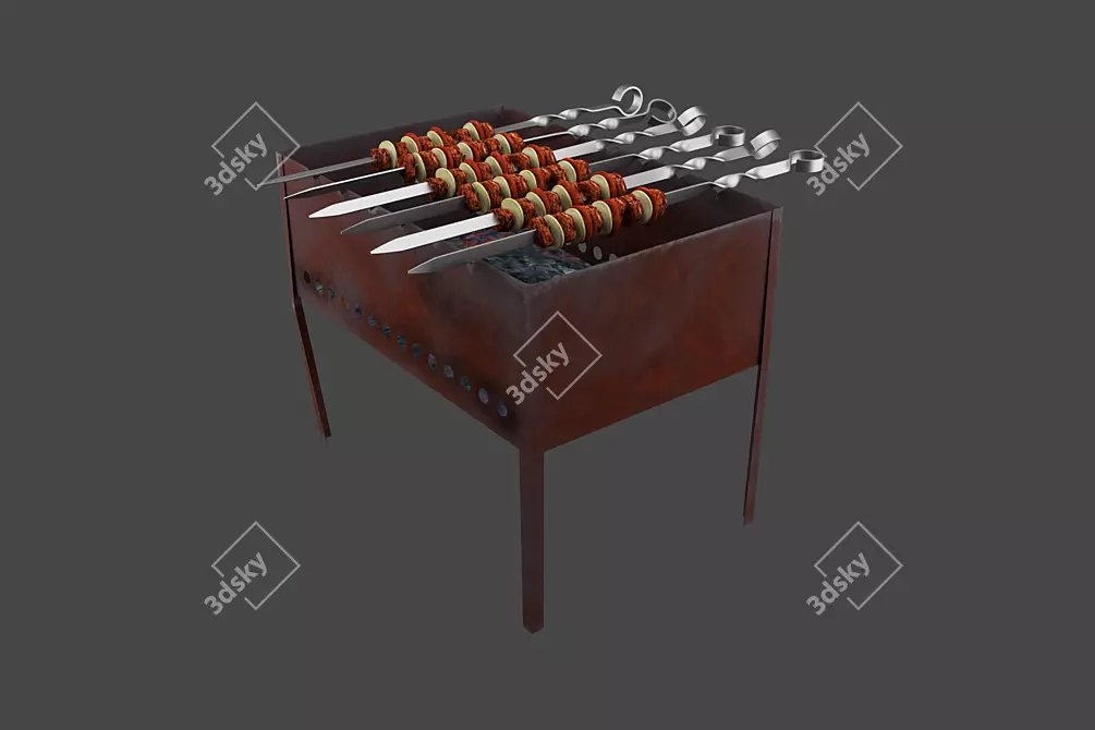 Classic Brazier and Skewer Set 3D model image 2