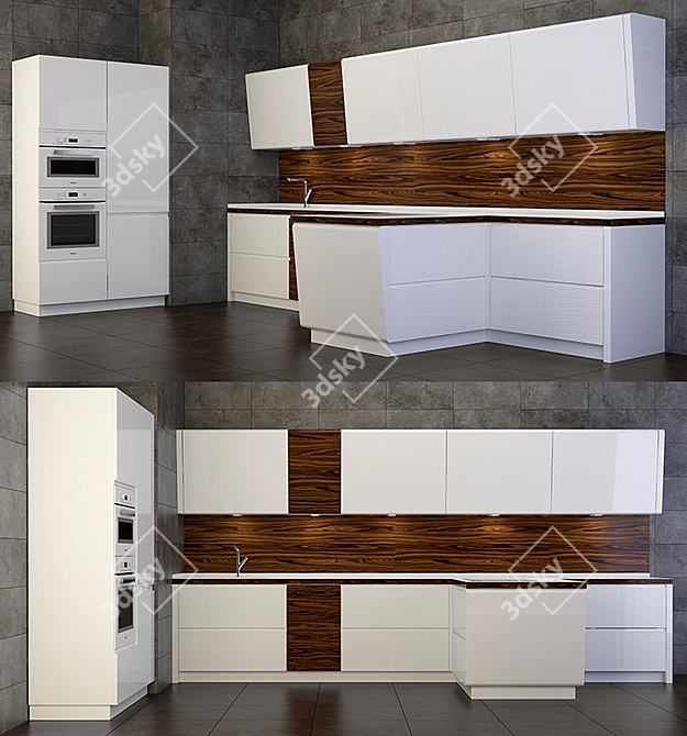 Elegant Nova Elba Kitchen Set 3D model image 1