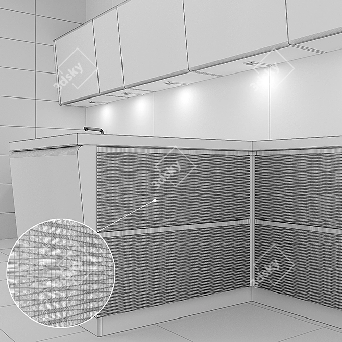 Elegant Nova Elba Kitchen Set 3D model image 3