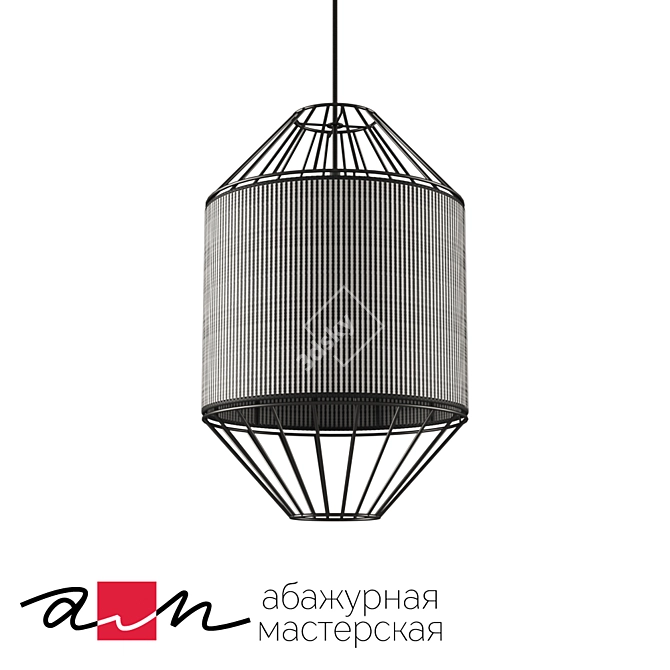 Modern Black Pendant Lamp 3D model image 1