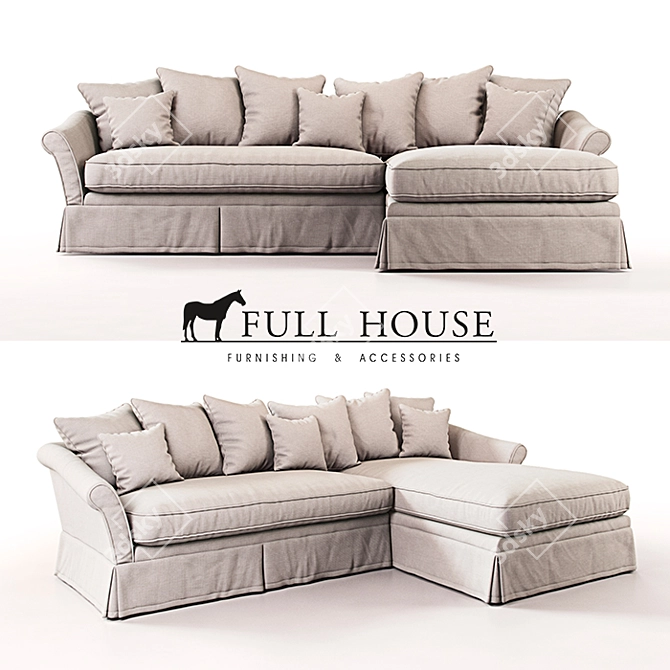 Modern Belgian Corner Sofa - Light Grey 3D model image 1