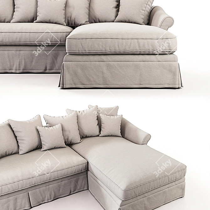 Modern Belgian Corner Sofa - Light Grey 3D model image 2