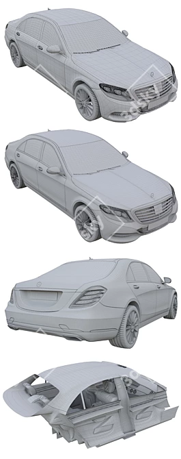 Mercedes W222 3D Model - High Polygon with Turbosmooth 3D model image 3