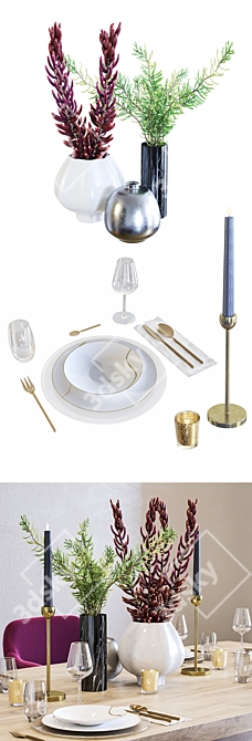 Modern Chic Dining Set 3D model image 2