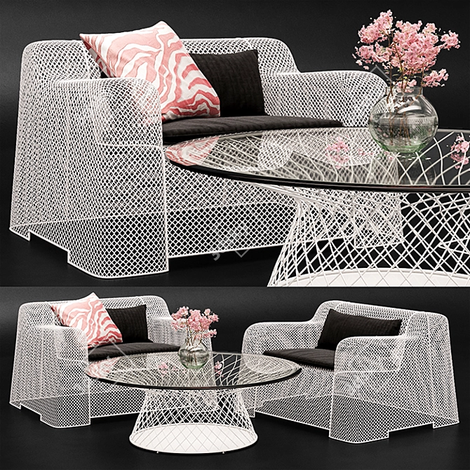 Title: Coalesse Ivy Chair & Emu Table Set 3D model image 1