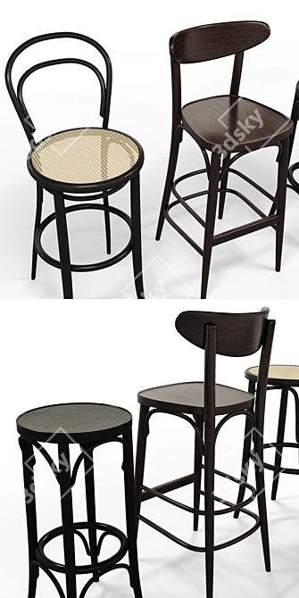 Modern TON Barstool Set 3-Piece 3D model image 3