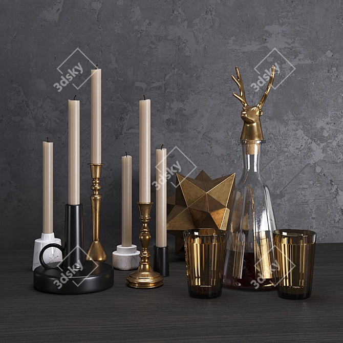 Elegant Deer Joshua Decorative Set 3D model image 1