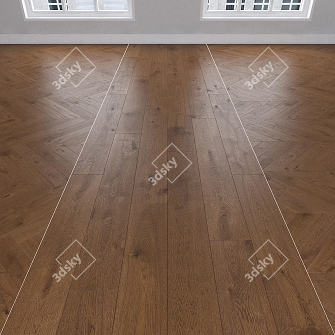 Nutmeg Brown Parquet: Christmas Tree, Linear, Chevron 3D model image 1