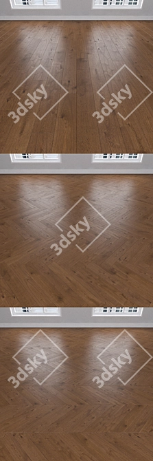 Nutmeg Brown Parquet: Christmas Tree, Linear, Chevron 3D model image 2