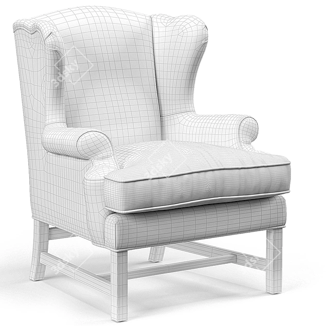 Title: Khaki Linen English Club Chair 3D model image 3