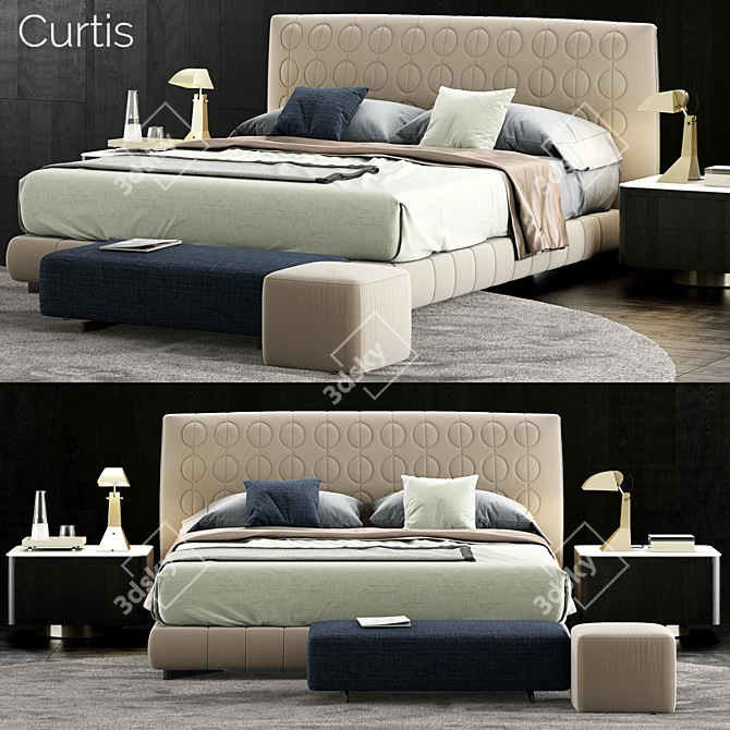 Modern and Luxurious Minotti Curtis Bed 3D model image 1