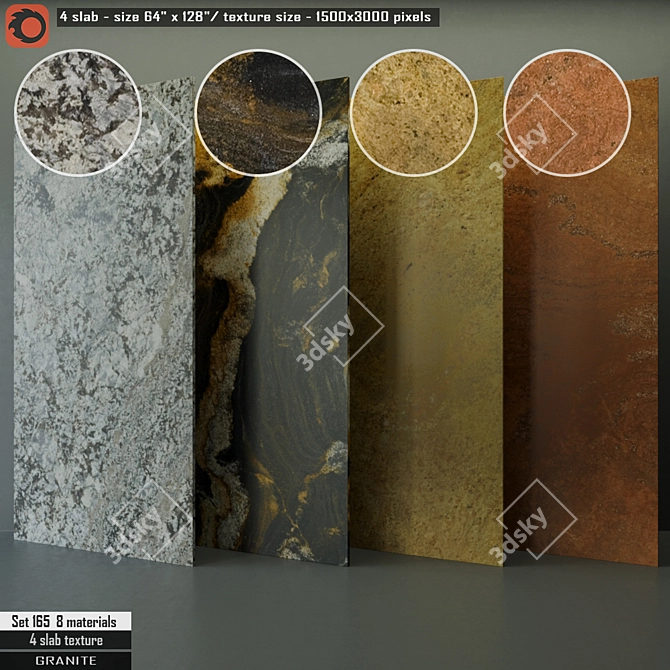 Luxury Granite Slab Set 3D model image 1