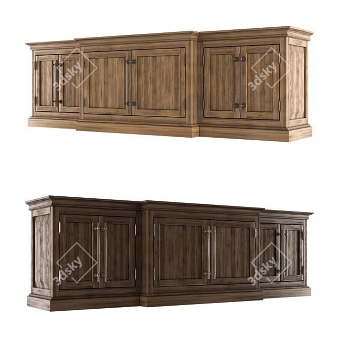 20th c. English Brass Bar Pane Curbstone 3D model image 2