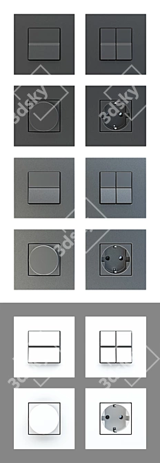 ABB Zenit Switches: Stylish and Versatile Switches for Perfect Home Lighting Control 3D model image 2