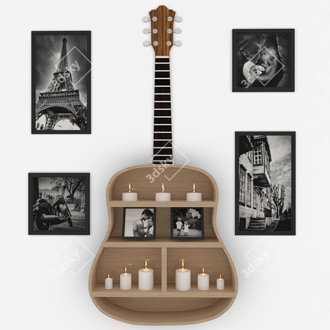 Musical Melody Guitar Decor 3D model image 1