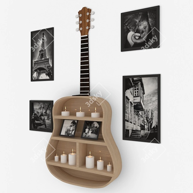 Musical Melody Guitar Decor 3D model image 3