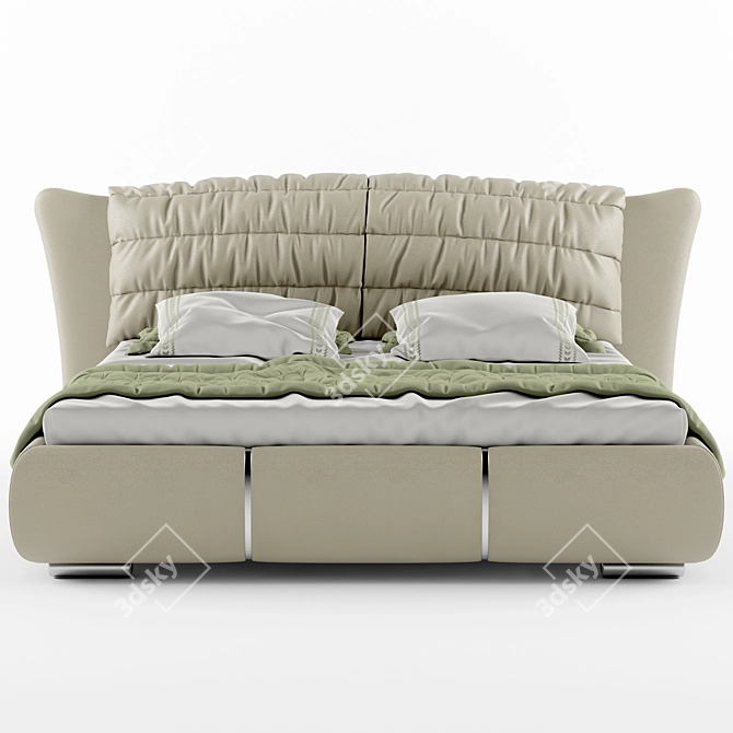 Luxurious Paloma Leather Bed 3D model image 2