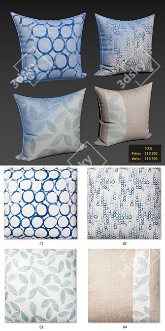 Chic Decorative Pillow Set: Elegant Home Accessories 3D model image 2