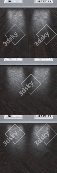 Dark Oak Parquet: Christmas Tree, Linear, Chevron 3D model image 2