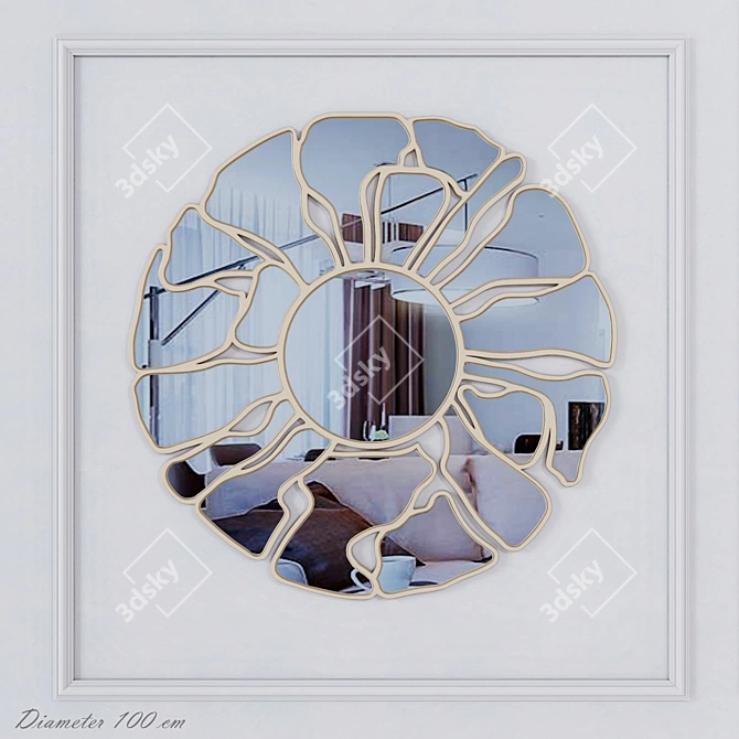 Elegant Flower-shaped Wall Mirror 3D model image 1