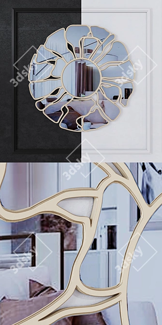 Elegant Flower-shaped Wall Mirror 3D model image 2