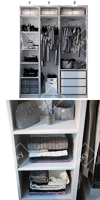 Open System Closet with Filling 3D model image 3