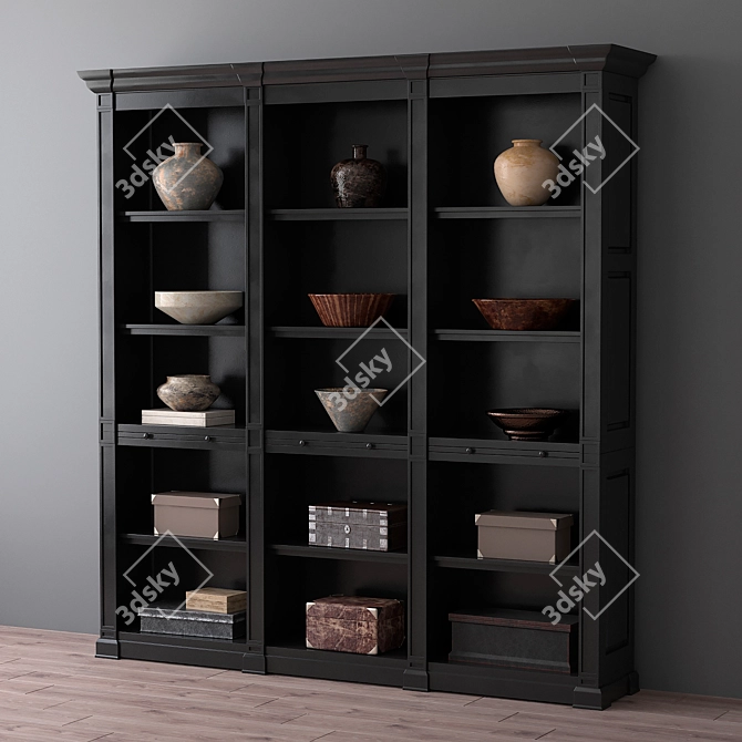 Modern Triple Bookcase in Atkins Collection 3D model image 1