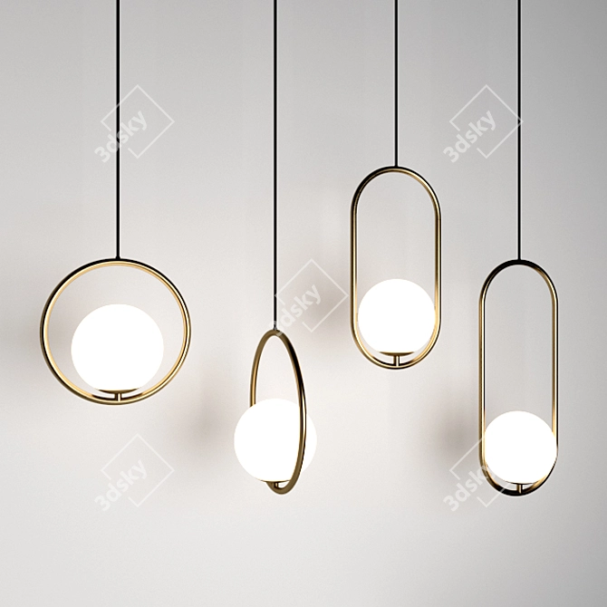 Elegant Hoop Pendant Lamp 3D model image 1