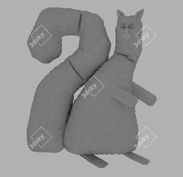 Fluffy Squirrel Pillow Toy 3D model image 3