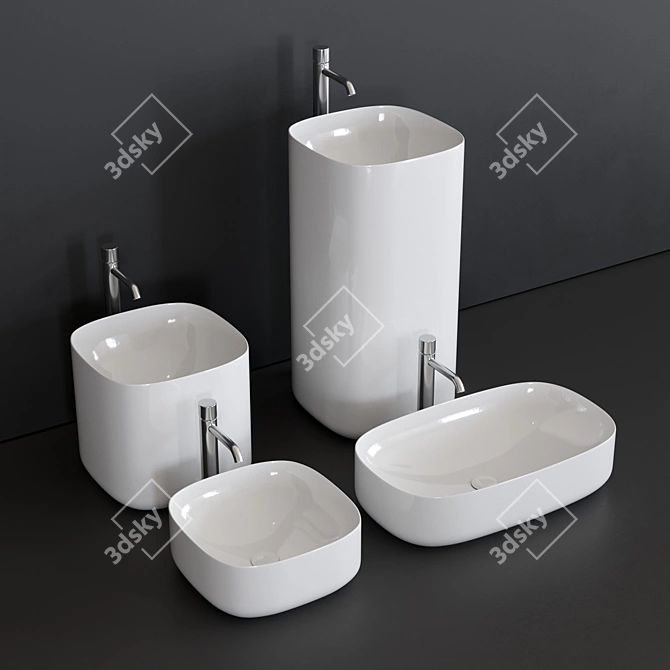 Modern ceramic washbasin collection | Moon 3D model image 1