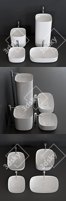 Modern ceramic washbasin collection | Moon 3D model image 2