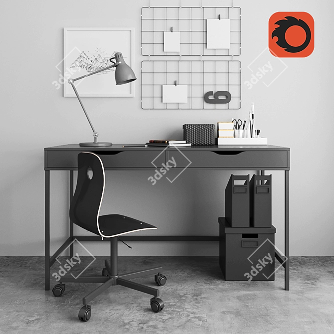 Minimalist Workspace Set 3D model image 1