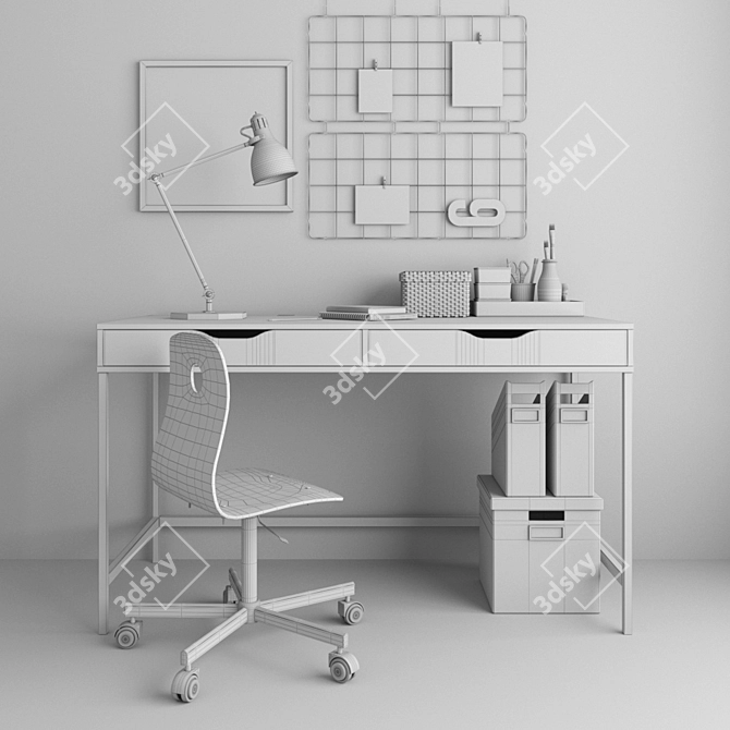 Minimalist Workspace Set 3D model image 3