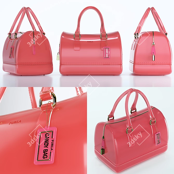 Furla Candy Bauletto Bag: Chic and Transparent Elegance 3D model image 1
