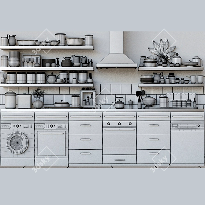 Title: Kitchen Design: Appliances, Dishwasher, Washer, Oven 3D model image 2