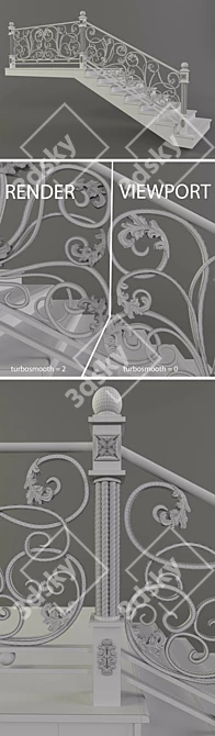 Handcrafted Forged Stairs 3D model image 3