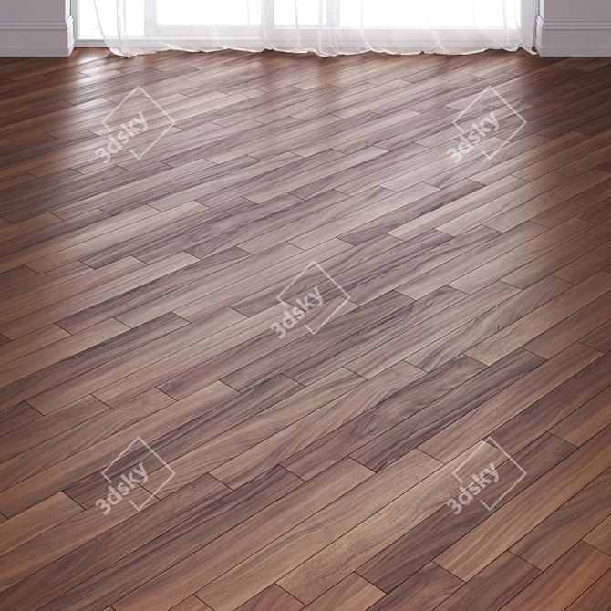 Brown Teak Wood Parquet - 3 Types 3D model image 3