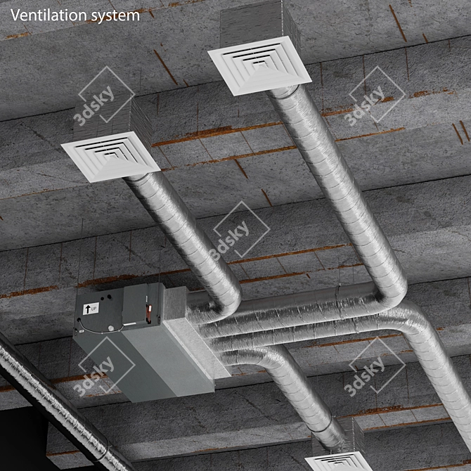 Sleek Ceiling Ventilation System 3D model image 1