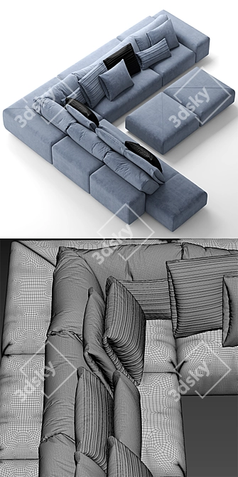 Monsieur Modular Sofa: A Seamless Blend of Style and Function 3D model image 3