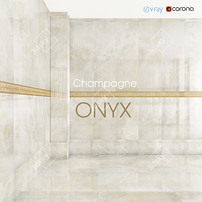 Atlas Concorde Champagne Onyx: Luxury Ceramic Tiles 3D model image 1