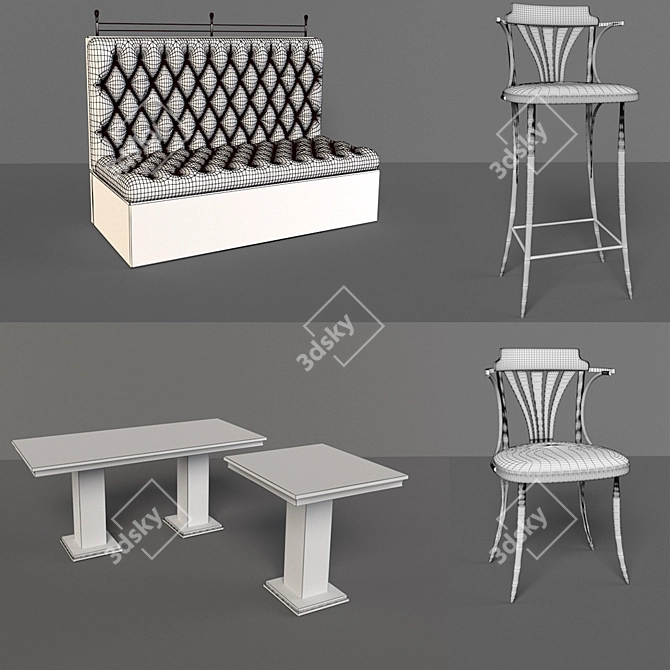 Versatile Furniture Set: Sofa, Chairs, Tables 3D model image 2