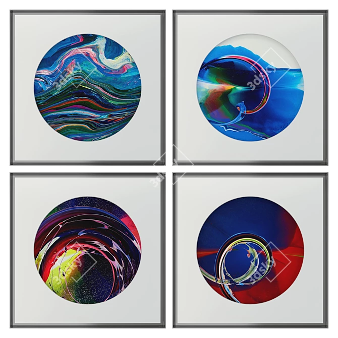 Contemporary Abstract Art Set - 6 Canvas Paintings 3D model image 1