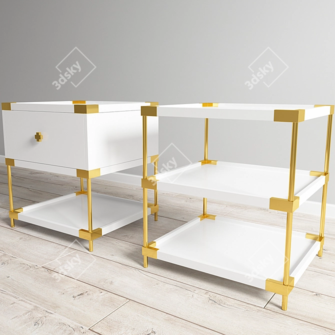 Modern Metal Plywood Tumba 3D model image 2