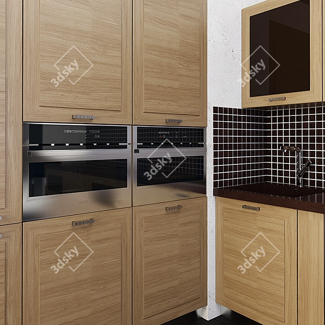 Modern Oak Kitchen Set (ADM) 3D model image 2
