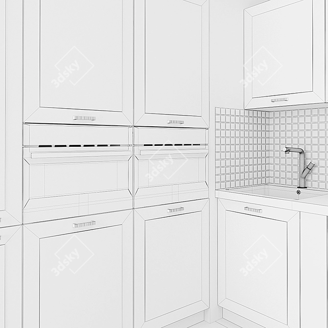 Modern Oak Kitchen Set (ADM) 3D model image 3
