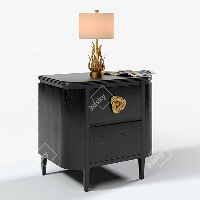Elegance in Bloom: Briallen Nightstand & Longleaf Table Lamp 3D model image 1