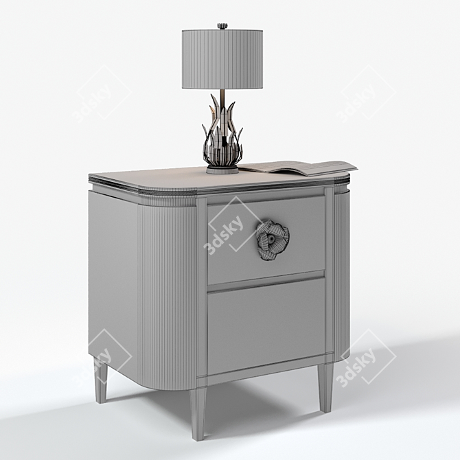 Elegance in Bloom: Briallen Nightstand & Longleaf Table Lamp 3D model image 2