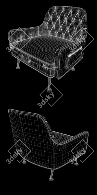 Quilted Leather Chair with Pockets 3D model image 3