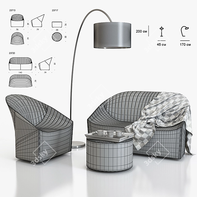 WITTMANN OYSTER: Sofa & Armchair Set 3D model image 2