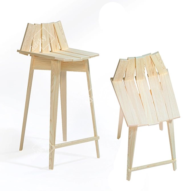 Modern Designer Frank Bar Stool 3D model image 2